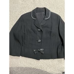 Vintage Monarch New York Women's Size Medium Imperial Twill Cropped Blazer Black